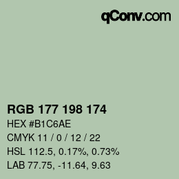 Color code: RGB 177 198 174 | qconv.com