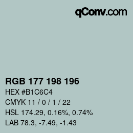 Color code: RGB 177 198 196 | qconv.com