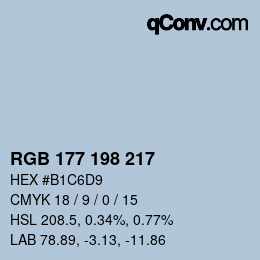 Color code: RGB 177 198 217 | qconv.com