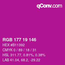 カラーコード: RGB 177 19 146 | qconv.com