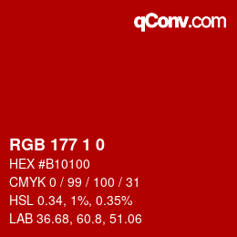 Color code: RGB 177 1 0 | qconv.com