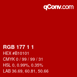 Color code: RGB 177 1 1 | qconv.com