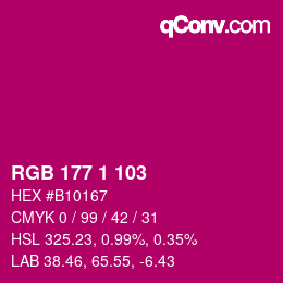カラーコード: RGB 177 1 103 | qconv.com
