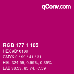 カラーコード: RGB 177 1 105 | qconv.com