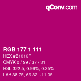 カラーコード: RGB 177 1 111 | qconv.com
