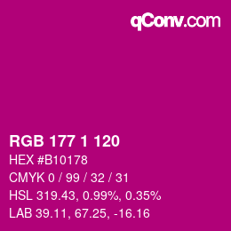 カラーコード: RGB 177 1 120 | qconv.com