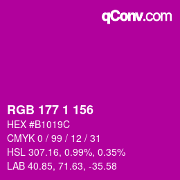 颜色代码: RGB 177 1 156 | qconv.com