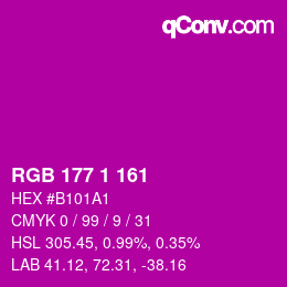 Color code: RGB 177 1 161 | qconv.com