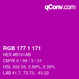 カラーコード: RGB 177 1 171 | qconv.com
