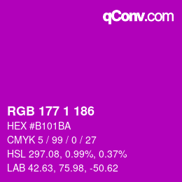 カラーコード: RGB 177 1 186 | qconv.com