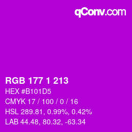 カラーコード: RGB 177 1 213 | qconv.com