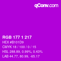 Color code: RGB 177 1 217 | qconv.com