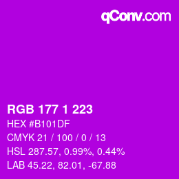 颜色代码: RGB 177 1 223 | qconv.com