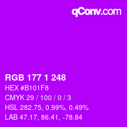 Color code: RGB 177 1 248 | qconv.com