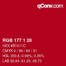 Color code: RGB 177 1 28 | qconv.com