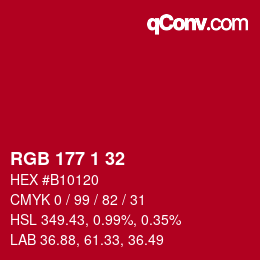 Color code: RGB 177 1 32 | qconv.com