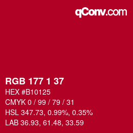 Color code: RGB 177 1 37 | qconv.com