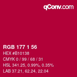 Color code: RGB 177 1 56 | qconv.com