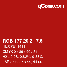 カラーコード: RGB 177 20.2 17.6 | qconv.com