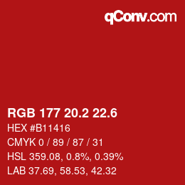 カラーコード: RGB 177 20.2 22.6 | qconv.com