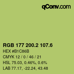カラーコード: RGB 177 200.2 107.6 | qconv.com