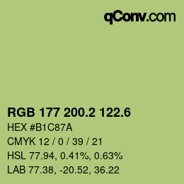 カラーコード: RGB 177 200.2 122.6 | qconv.com