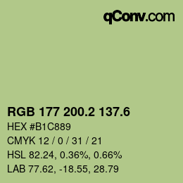 カラーコード: RGB 177 200.2 137.6 | qconv.com