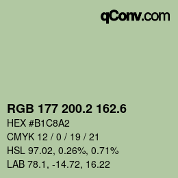 カラーコード: RGB 177 200.2 162.6 | qconv.com