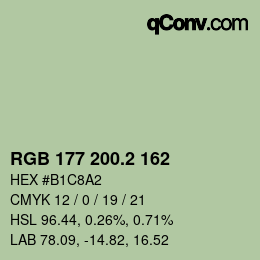 カラーコード: RGB 177 200.2 162 | qconv.com