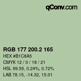 カラーコード: RGB 177 200.2 165 | qconv.com
