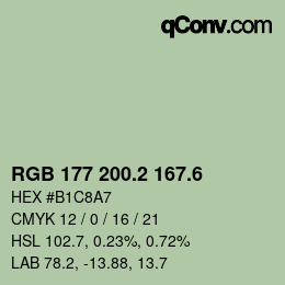 カラーコード: RGB 177 200.2 167.6 | qconv.com