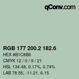 カラーコード: RGB 177 200.2 182.6 | qconv.com