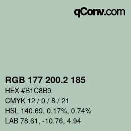 カラーコード: RGB 177 200.2 185 | qconv.com