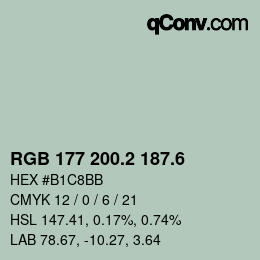 カラーコード: RGB 177 200.2 187.6 | qconv.com