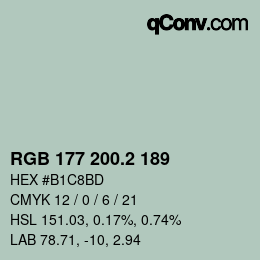 カラーコード: RGB 177 200.2 189 | qconv.com