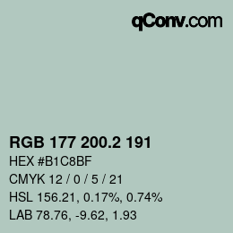 カラーコード: RGB 177 200.2 191 | qconv.com