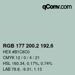 カラーコード: RGB 177 200.2 192.6 | qconv.com