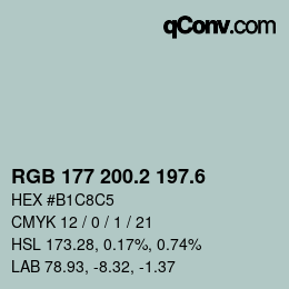 カラーコード: RGB 177 200.2 197.6 | qconv.com
