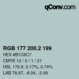カラーコード: RGB 177 200.2 199 | qconv.com