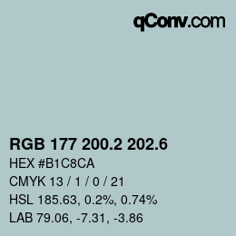 カラーコード: RGB 177 200.2 202.6 | qconv.com