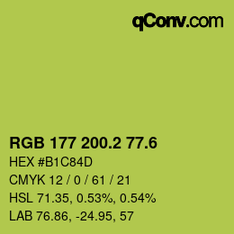 カラーコード: RGB 177 200.2 77.6 | qconv.com