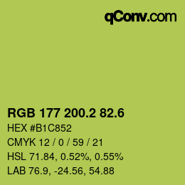 カラーコード: RGB 177 200.2 82.6 | qconv.com