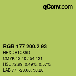 カラーコード: RGB 177 200.2 93 | qconv.com