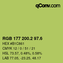 カラーコード: RGB 177 200.2 97.6 | qconv.com