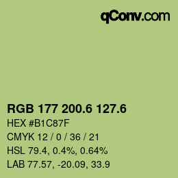カラーコード: RGB 177 200.6 127.6 | qconv.com