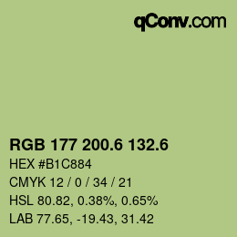 カラーコード: RGB 177 200.6 132.6 | qconv.com