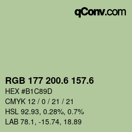 カラーコード: RGB 177 200.6 157.6 | qconv.com
