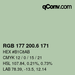 カラーコード: RGB 177 200.6 171 | qconv.com