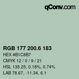 カラーコード: RGB 177 200.6 183 | qconv.com