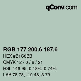 カラーコード: RGB 177 200.6 187.6 | qconv.com